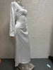 Women's Long Dresses Solid Satin Flare Sleeve Slim Lace Up Floor-length Dress Females Sexy Elegant Party Maxi Dress