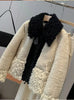 Original high-quality women's jacket top patchwork faux fur effect coat