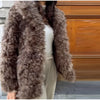 Faux Fur Coat Women Loose Lapel Full Sleeve Fluffy Short Overcoat Autumn Winter Street Lady Furry Warm Overcoat