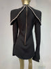 Women High End Black Designer Asymmetric Mini Diamonds Dress Chic Laides High Street Daily Dress One Piece Going Out