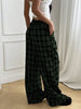 Plaid Pants for Women, High Waist Drawstring Wide Leg Trousers, Casual Streetwear Lounge Pants