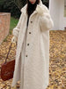 Winter Lamb Fur Long Warm Coat For Women Stand Collar Solid Color Single Breasted Loose Fit Clothing 2VV234