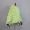 Extra Long Real Genuine Natural Knitted Rabbit Fur Shawl Coat with Fox Fur Collar Women's Knit Jacket Cape