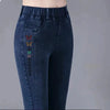 Oversize High Waist Stretch Jeans Black Autumn Women Slim Skinny Trousers Embroidery Female Winter Casual Denim Pants