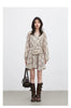 Women Dresses V Neck Loose Casual A Line Lace Up Long Sleeved Plaid Dress Puff Sleeve Spring Autumn