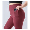 Plus Size Fit Yoga Flared Trousers for Women Semaless Two Sides Pocket Leggings High Waist Push Up Butt Gym Trainning Leggings