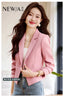 short blazer for women single breasted long sleeve autumn elegant office clothes black white pink