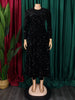 Vintage Sequin Women Church Swing Dresses Long Sleeve O-Neck High Waist Elegant Glitter Banquet Party Evening Dress