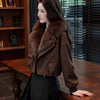 Winter Foreign Style Niche Beige Fur Collar Short Cotton Clothes Women's Loose Versatile and Thin Coat Coat