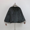 Extra Long Real Genuine Natural Knitted Rabbit Fur Shawl Coat with Fox Fur Collar Women's Knit Jacket Cape