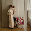 Batwing Sleeve Women's Coat Lapel Single-Breasted Loose Lady Long Jackets Autumn Winter All-Matched Street Outwear