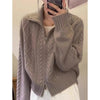 100%cashmere cardigan for women high neck loose and soft sweater for autumn and winter wool knitted sweater thickened coat