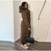 Warm Fur Collar Elastic Waist Hooded Coat Women's Elegant Waist-cinching Zippers Long Cotton Coats Winter Lady Outwear