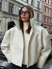 Retro Crocodile Pattern Short Women's Leather Jacket High Collar Zipper Loose Long Sleeve Jackets Lady Street Daily Wear