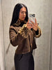 Retro Style Deer Spotted Faux Fur Collar Coat Women's Casual Brown Button Down Outerwear Lady Autumn Party Streetwear