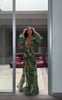 Animal Print Wrap Maxi Dress V Neck Sleeve Twist Waist High Slit Long Gowns Women's Resort Vacation Party Robes