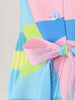 Maxi Pleated Dress For Women Lapel Single Breasted Long Sleeves Color Block Tassel Hem Loose Chic Clothing Autumn 2R5928