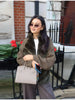 Women Chic Faux Fur Patchwork Short Jacket Cause Full Sleeve Loose Zipper Furry Warm Quilted Coat Lady Winter Street Wear
