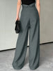 Women`s High Waist Wide Leg Pants Formal Office Wear Trousers Black/Grey Loose Fit S-xxl Spring-Autumn Daily Elegant Trousers