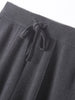 100% Merino Wool Pants Women Autumn Winter Casual Wide Leg Trousers Middle Seam Style Knitted Cashmere Soft Lace-up Pants