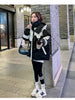 Black Medium Long Parker Cotton Jacket Women's Winter Korean Version Loose Down Cotton Splicing Hooded Coat Warm Top