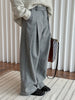 High Waist Brown Striped Pleated Long Thick Wool Wide Leg Pants Trousers Women Tide Autumn Winer 1DH7548