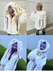 Winter Sweet Cute Kawaii Soft Thick Warm White Faux Fur Coat Women with Bunny Ears Cute Fluffy Jacket Hoodie