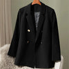 Blazer Coat Metal Buckle Small Suit Jacket Women Clothing Double Breasted Long Sleeve Office Lady Elegant Blazers