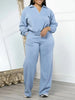 Striped Women's Set V-neck Long Sleeve Sweatshirt and SweatPants Tracksuit Winter Two 2 Piece Set Outfit
