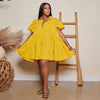 Elegant Women Puff Sleeve Single Breasted Lapel Collar Babydoll Dress Street White Big Swing Loose Smock Shirt Dresses