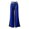 Women's Hollowed Out Waist Belt High Waisted Large Size Pants Casual Straight Tube Loose Wide Leg Pants