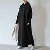 Women Loose Hooded Long Maxi Dress Spring Autumn Female Tie Collar Long Sleeve Baggy Straight Sweatshirt Dresses JYFS-2175