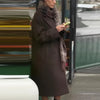Women's Coat Brown Tweed Wool & Blends Coats Demi-Season Outerwears Oversize Long Coat Woman Peacoat Long Sleeve Overcoats