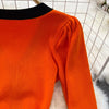 Women Elegant Butterfly Long Sleeve Bodycon V Neck Split Dress Vintage French Slim Knit Tight Vestido Autumn Winter Sweater Robe