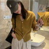 Korean version of autumn cashmere V-neck cardigan women loose short solid color sweater knit sweater simple coat