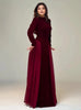 Women Chic Velvet Patchwork Chiffon Dress Elegant Full Sleeve Round Neck High Waist Maxi Dresses Lady Dinner Party Robes
