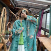 Spring Retro Print Ramie Loose Women Thin Wind Coats Leisure Long Trench Vintage Chinese Style Coat