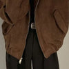 American Retro Brown Faux Suede Coat Women Lapel Solid Zipper Short Jacket Autumn Winter Long Sleeve Zipper Outwear