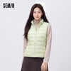 Women Down Vest Thermal Warmth Lightweight 90 Percent Down Fill Slim Fit Stand Collar Layering Solid Color