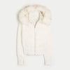 Zipper Cotton Quilted Puffer Jacket Women Furry Hooded Long Sleeve Slim Casual Female Coat Winter Outerwear Chic Lady Coats