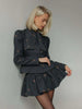 Embroidery Lace Up Bow Suit Jacket Short Skirt Suits Women Elegant Long Sleeve Waist Cinching Coats High Waist Skirts Outfit