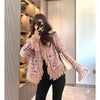 Pink Tassel Fragrant Tweed Suit Coat Female Autumn Winter Thickened Retro Double-Breasted Women Blazers