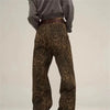 Tan Leopard Jeans Women Denim Pants Female Oversize Wide Leg Trousers Streetwear Hip Hop Vintage Clothes Loose Casual