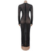 Women O-neck Long Sleeve Mesh Diamonds Rhinestones Long Dress Birthday Bodycon Mermaid Maxi Dresses Vestidos