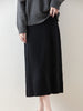 100% Merino Wool Skirt Women's Elastic Waist Cashmere Striped Skirts Office Lady Knitted Simple Dress Thickening Autumn Winter