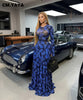 Women O-neck Long Sleeve Floral Print Pleated Maxi Dress Evening Sexy Party Birthday Vacation Long Dresses Vestidos