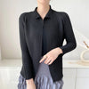 Yellow Pleated Women's Elastic Slim Cardigan Coat Autumn Outerwear Stand Collar Jacket 2DB3894