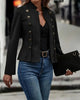 Spring Auutmn Jacket Blazer Coat Double-breasted Stand Collar Buttons Slim Long Sleeves Retro Cardigan Women Outdoor Suit Jacket