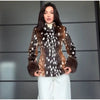 Leopard Print Women's Faux Fur Jacket Stand Neck Full Sleeve Slim Fitted Cropped Coats Female Autumn Winter Vintage Outwear