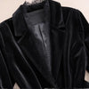 Women's Black Velvet Blazer Jacket with Gold Accents & Lace Trim Spring Autumn Cropped Suit Top Outerwear w1532